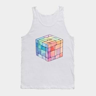 Rubic Cube Pastel shades Shadow Silhouette Anime Style Collection No. 374 Tank Top